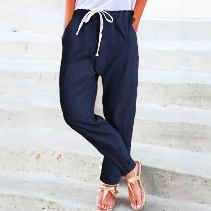 Pantalons décontractés élégants pour femmes avec ceinture élastique et ceinture à nouer Chic & Stil