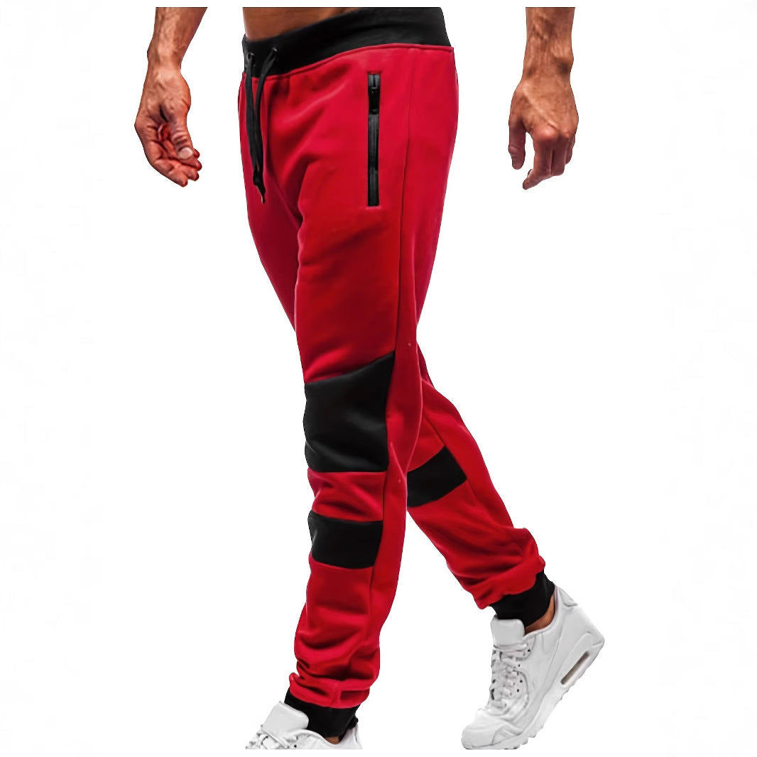 Men's sporty jogger pants with zipper and stylish contrasting panels Lune London