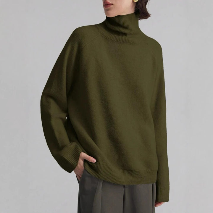 Women's oversized turtleneck sweater with fine texture Chic and Style