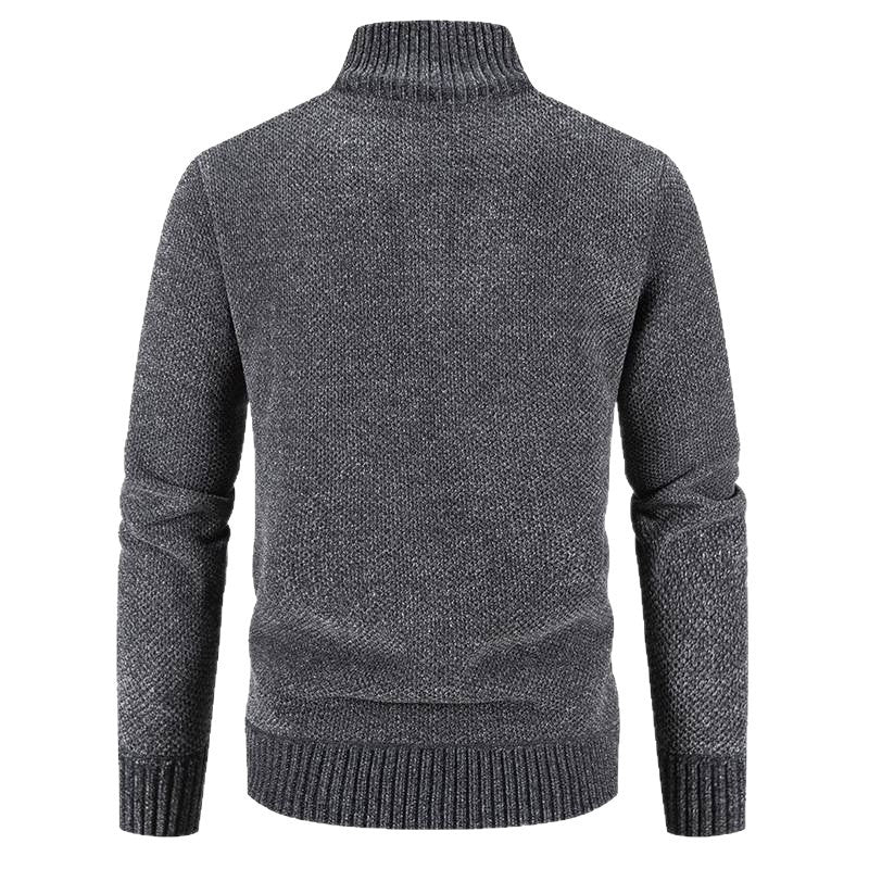Trendy knitted jacket for men with high collar and zipper Lune London