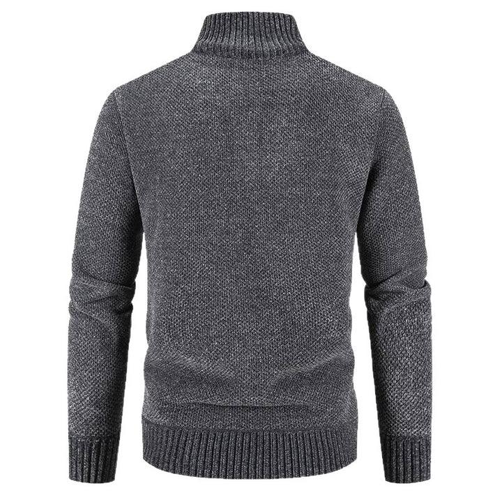 Trendy knitted jacket for men with high collar and zipper Lune London