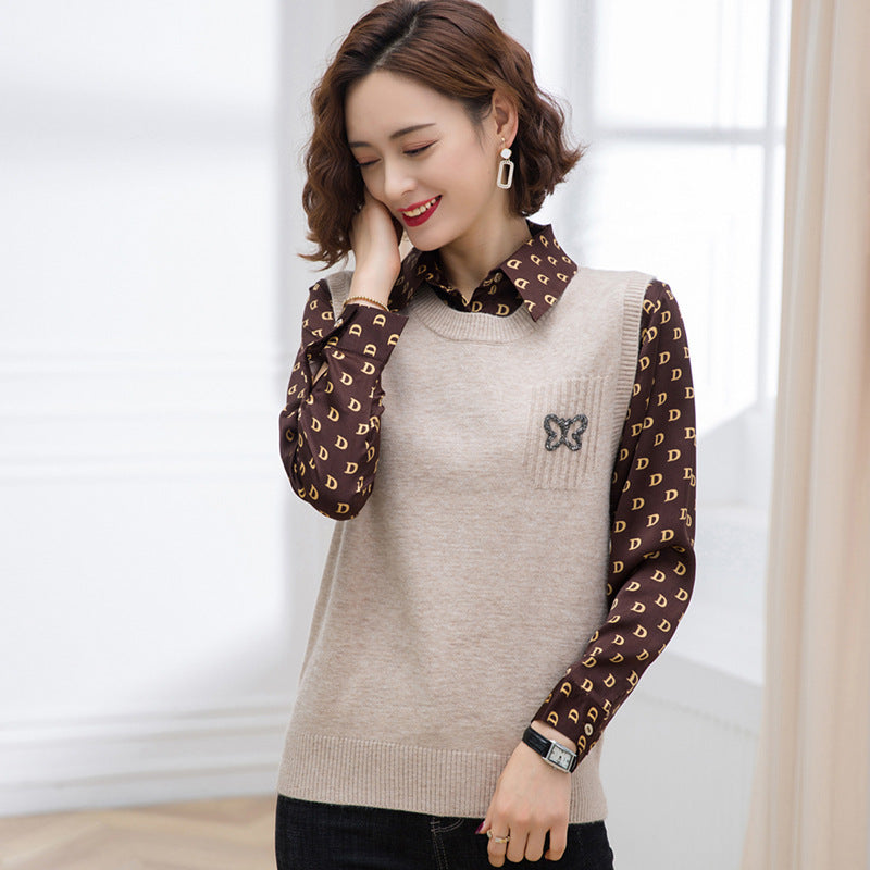 Women Fashion Knitted Vest with Decorative Butterfly Pattern Lune London