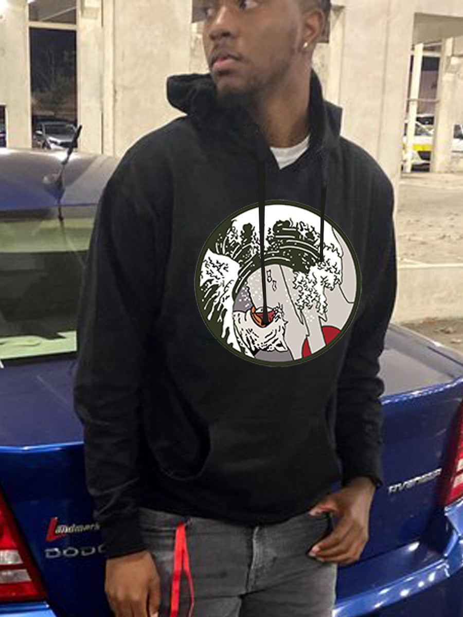 Men's hoodie with creative wave graphic Lune London