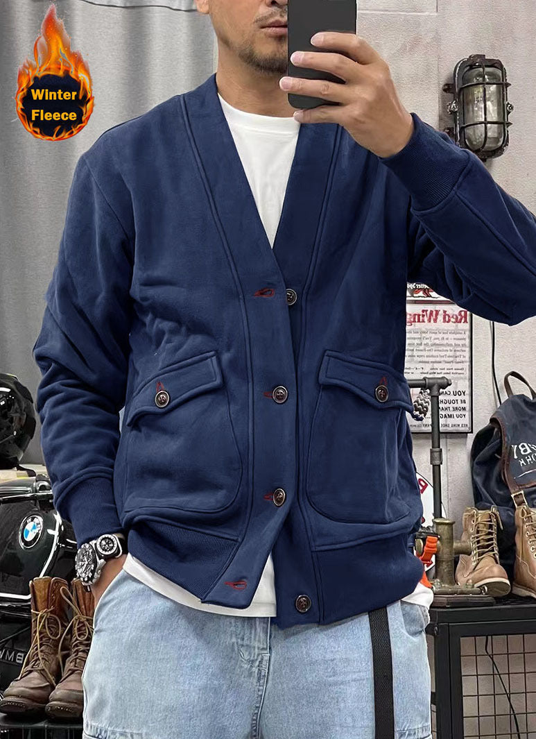 Trendy fleece jacket for men with practical pockets and stylish button placket Lune London