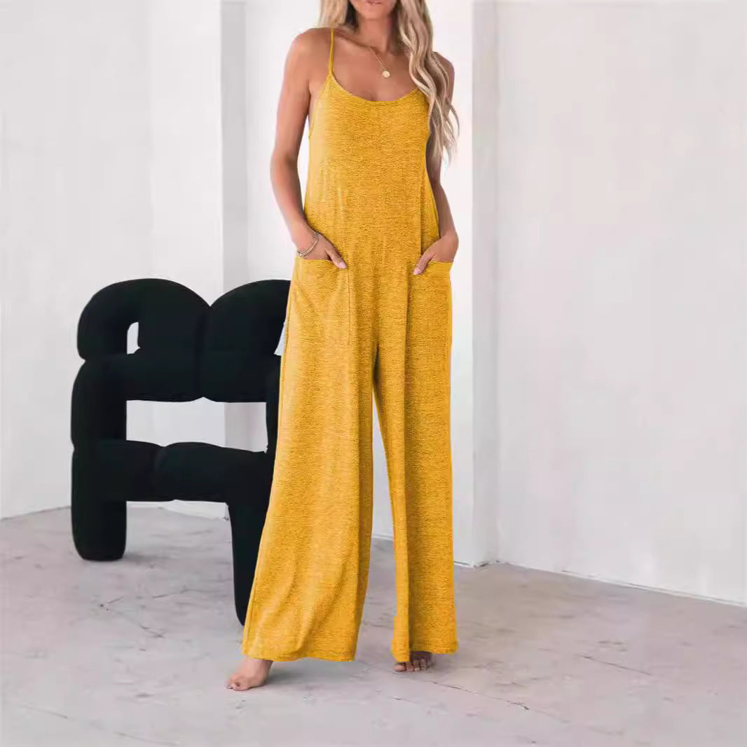 Ladies Casual Jumpsuit with Wide Legs and Practical Pockets Lune London