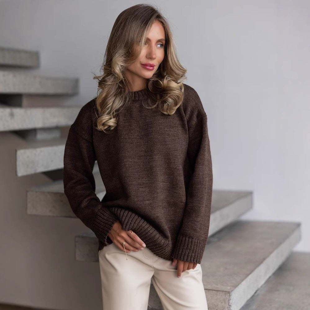 Women thick knit sweater with loose fit and ribbed cuffs Lune London
