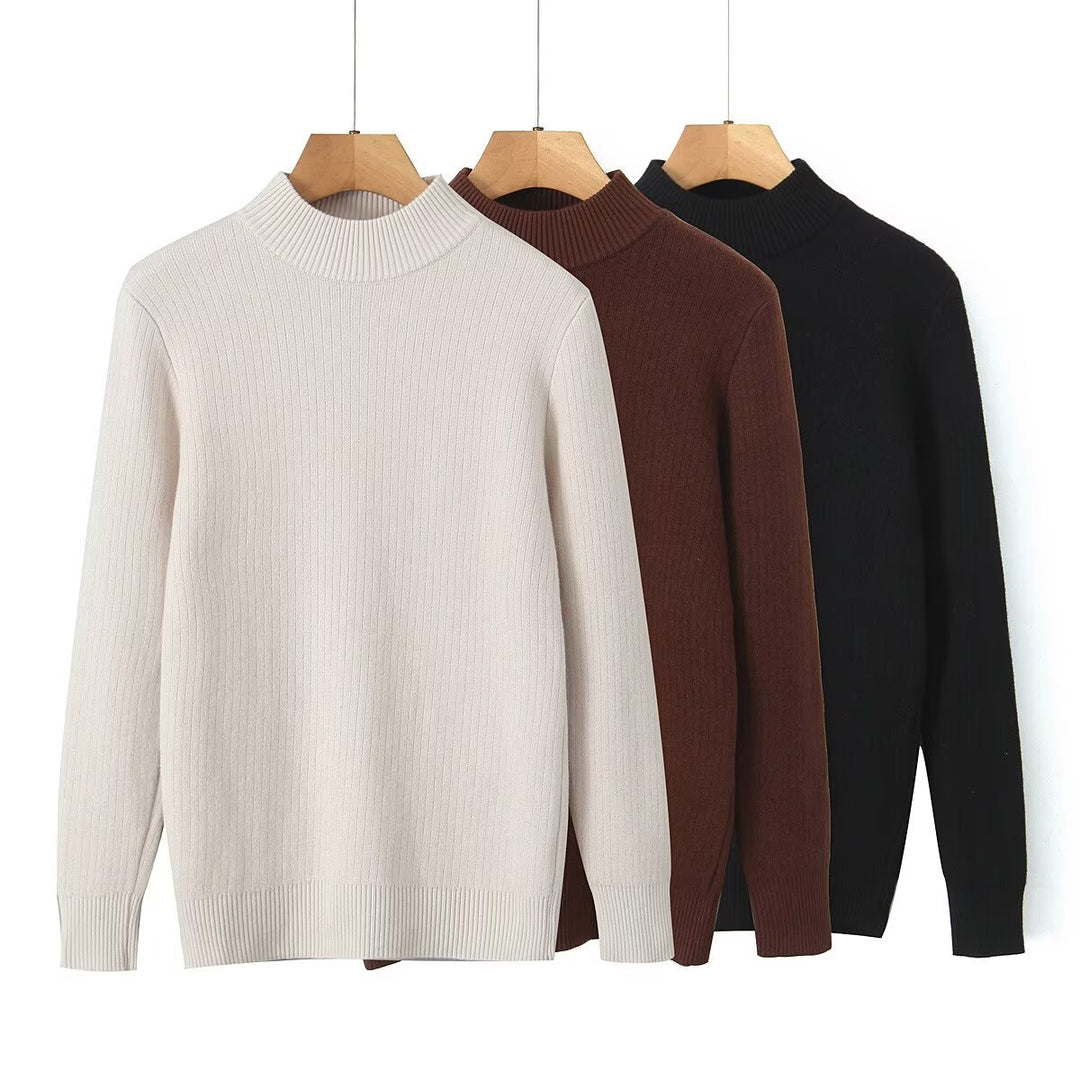 Pull en maille fine pour femmes avec col montant Chic & Stil