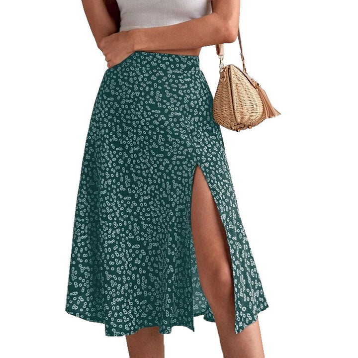 Midi skirt for women with side slit and playful floral design Lune London