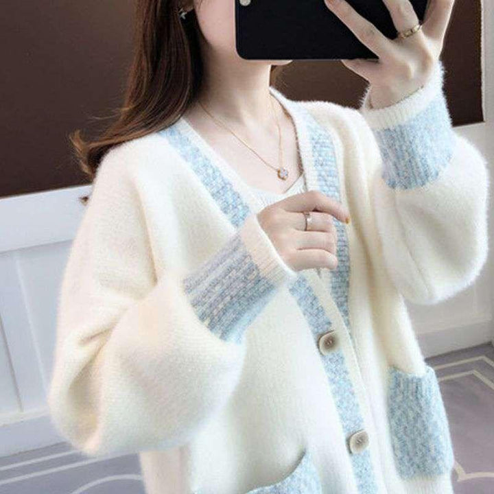 Ladies' knit jacket with trendy contrast details and deep pockets Lune London