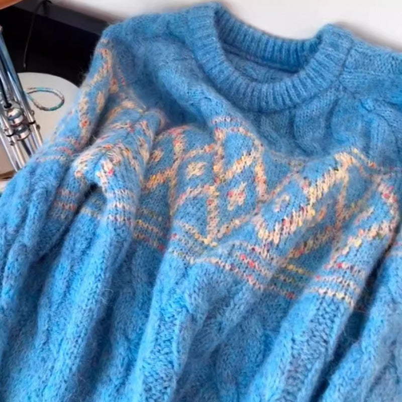 Pull à mailles épaisses pour femmes avec motif nordique et matériau doux Chic & Stil