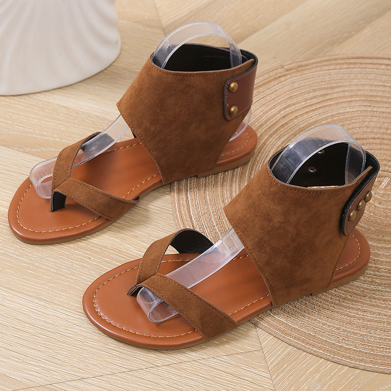 Womens sandals with adjustable ankle strap and chic v-neck design