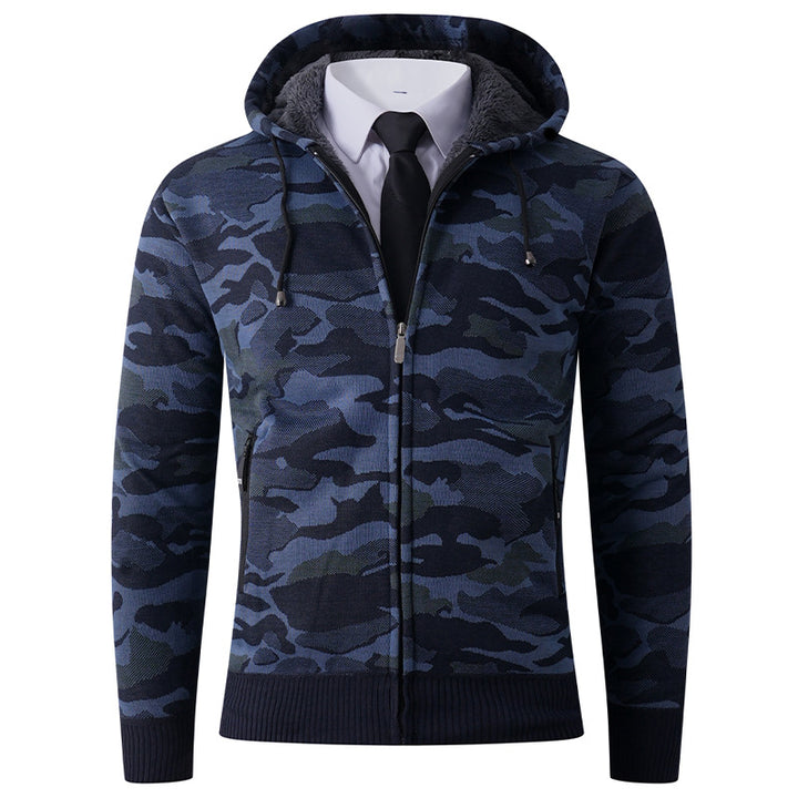Trendy hooded jacket for men with lined hood and powerful camouflage pattern Lune London