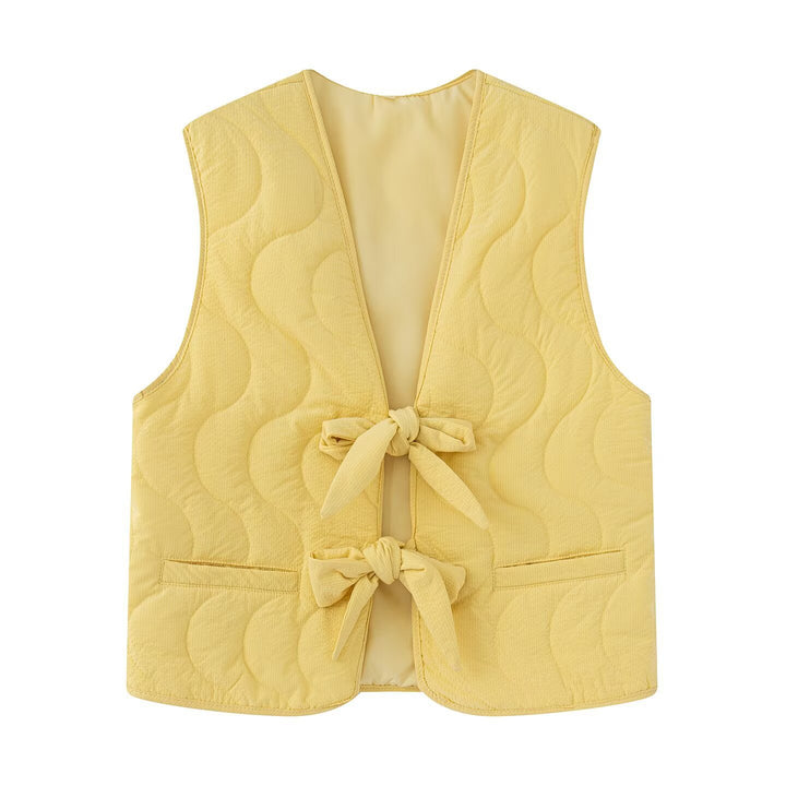 Women's quilted gilet with practical tie belt Lune London