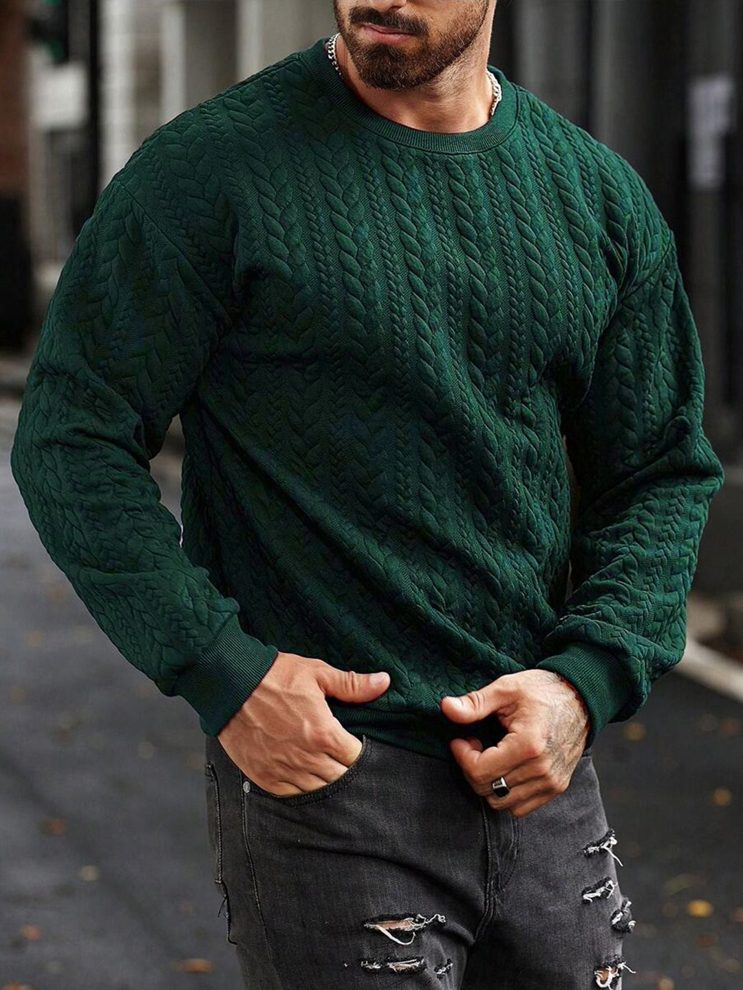 Men's Knit Sweater with Textured Pattern Lune London
