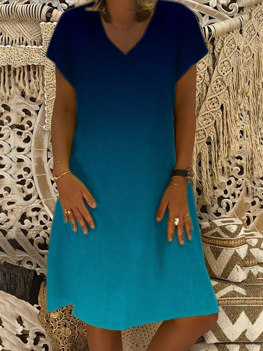 Ladies leisure V neck shift dress Lune London