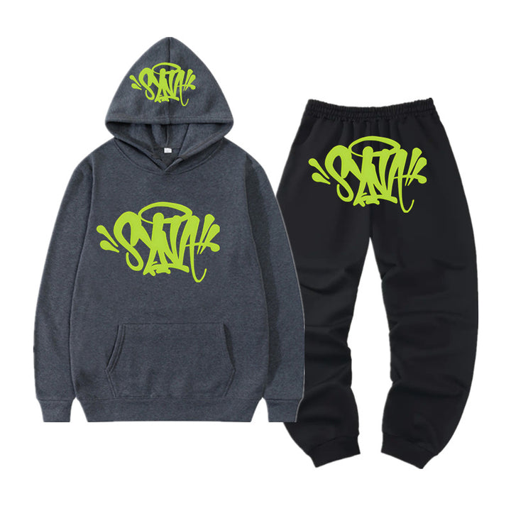 Ladies hoodie and jogger set with creative graffiti design Chic & Stil