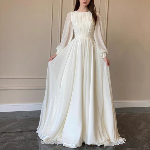 Women's Maxi Party Dress with Long Flowing Sleeves and Lace Accents Lune London