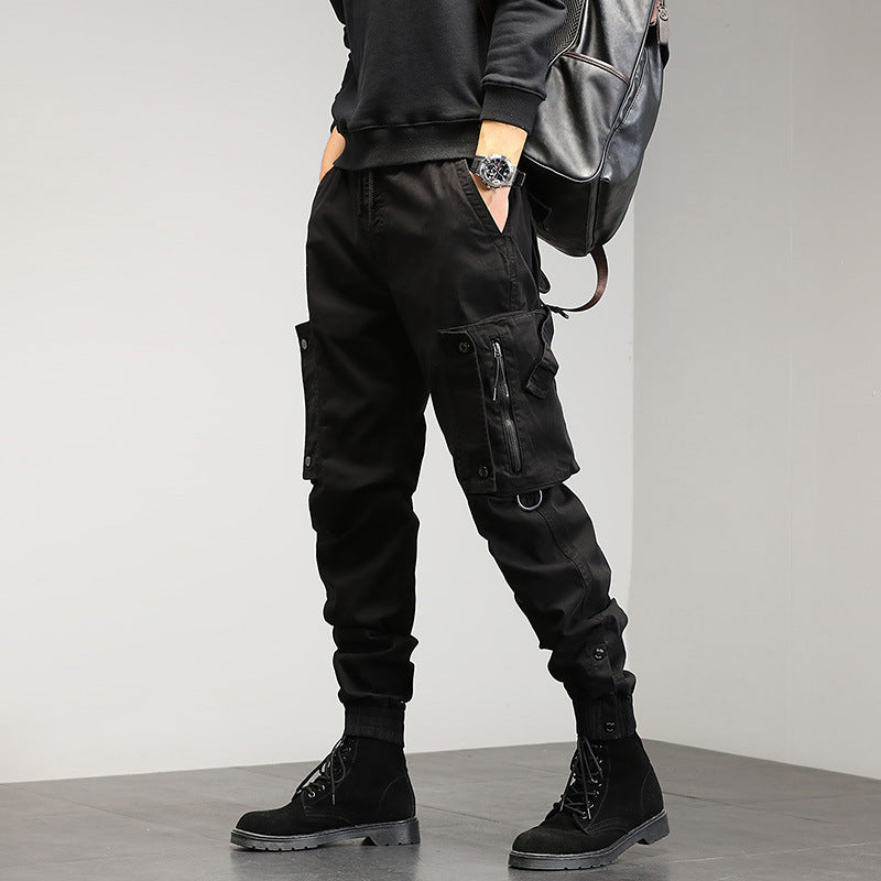 Men's cargo pants with stylish zip pockets and elastic waistband Lune London