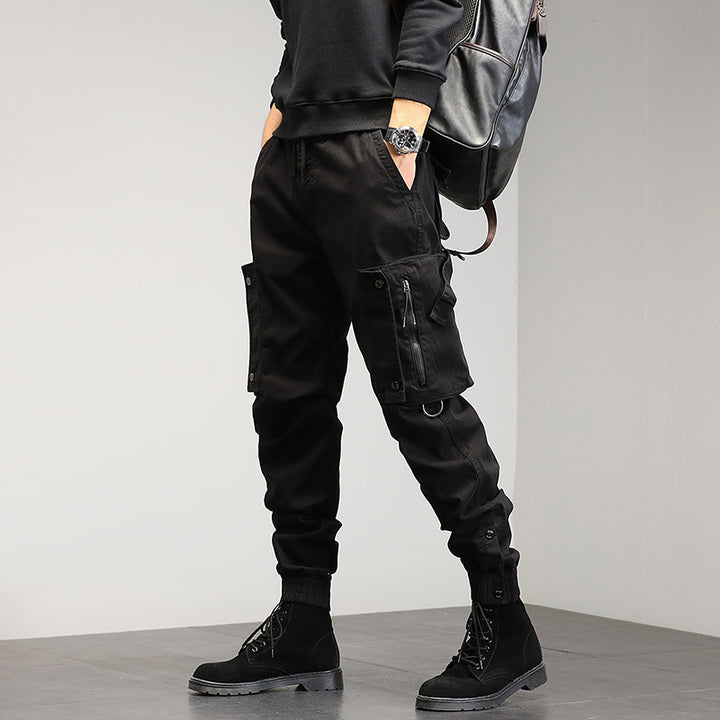 Men's cargo pants with stylish zip pockets and elastic waistband Lune London