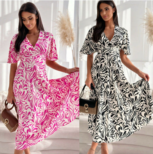 Lune London Women's maxi dress with floral print and butterfly sleeves