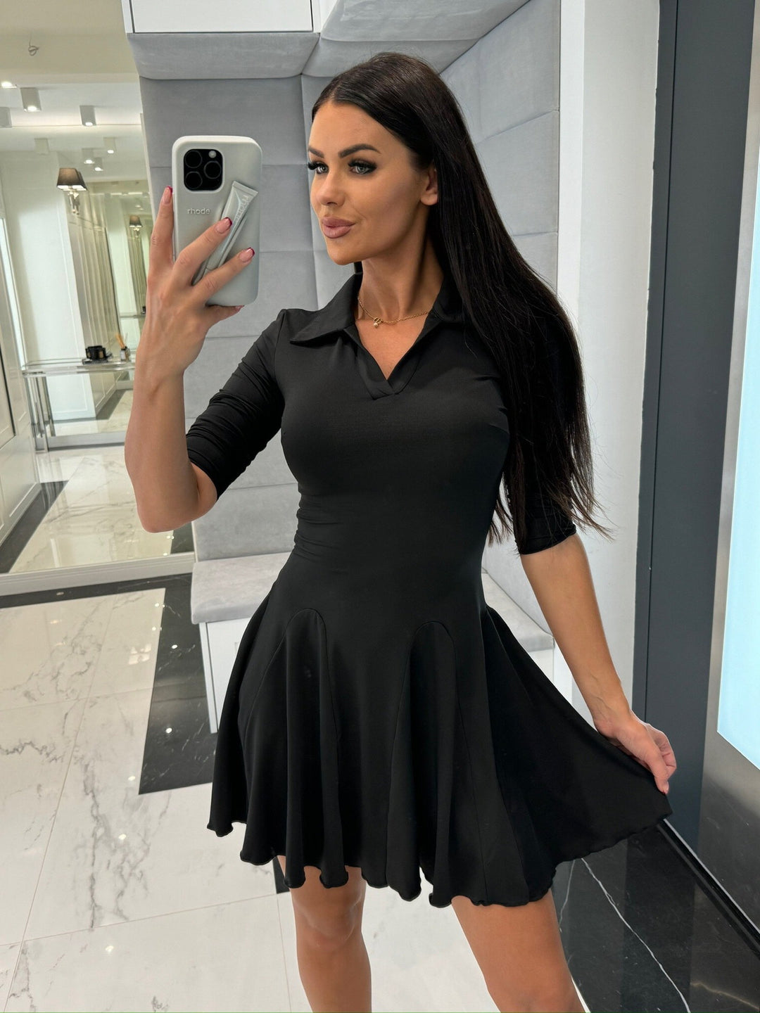 Sport dress for women with polo collar and flared skirt Lune London