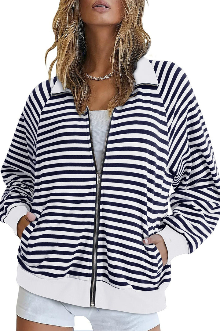 Women Casual Sporty Knit Jacket with Zipper Lune London