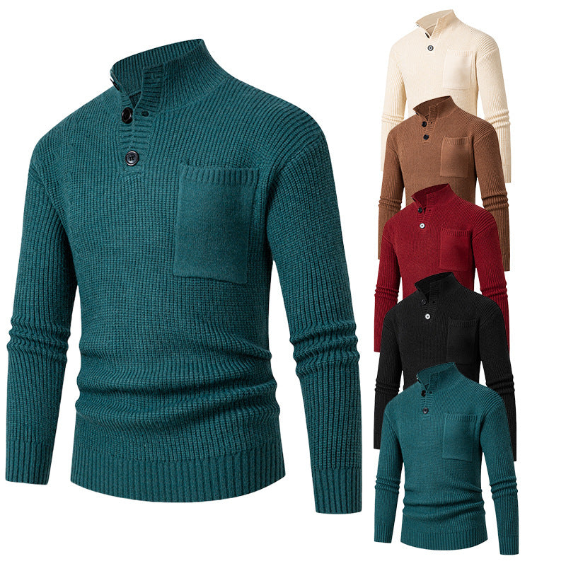 High-quality cotton men's sweater with Modal pattern and chest pocket Lune London