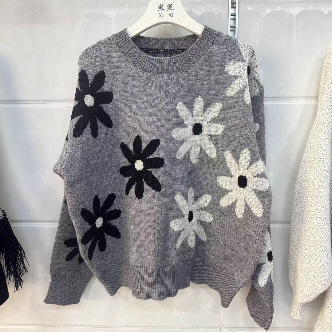 Pull en tricot cosy pour femmes avec motif floral et matériau doux Chic & Stil