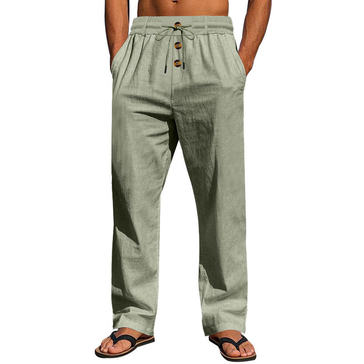 Lightweight beach pants for men with adjustable drawstring and practical side pockets Lune London