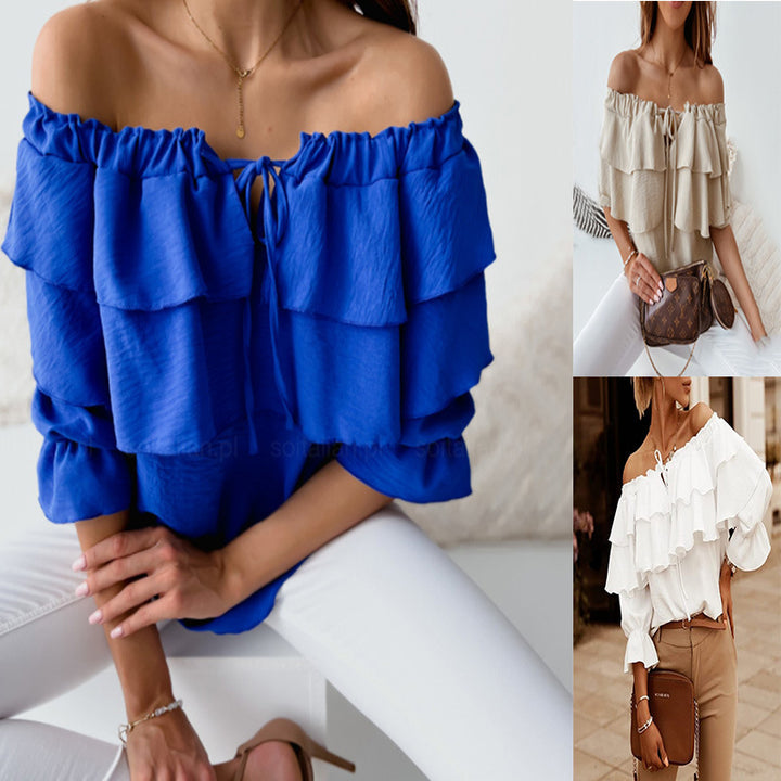 Women Off-Shoulder Blouse with Chic Ruffle Design and Style