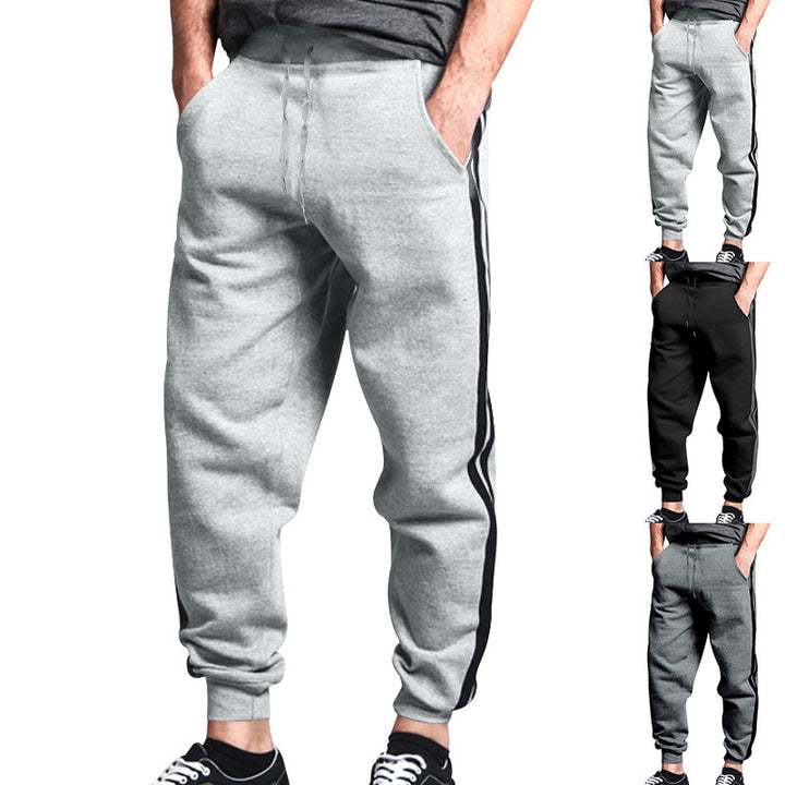 Sporty men's jogger pants with contrasting side stripes and an elastic waistband Lune London