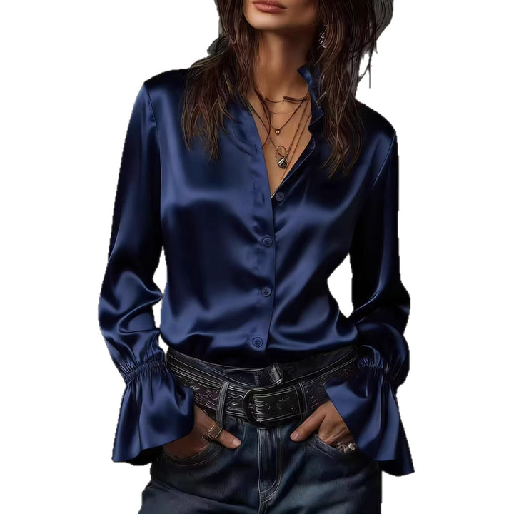 Women Elegant Blouse with Gathered Sleeves, Lune London