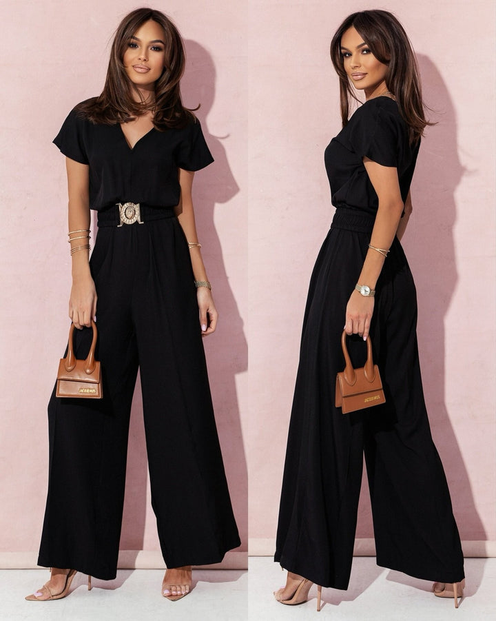 Women’s jumpsuit with wide leg and belt Lune London
