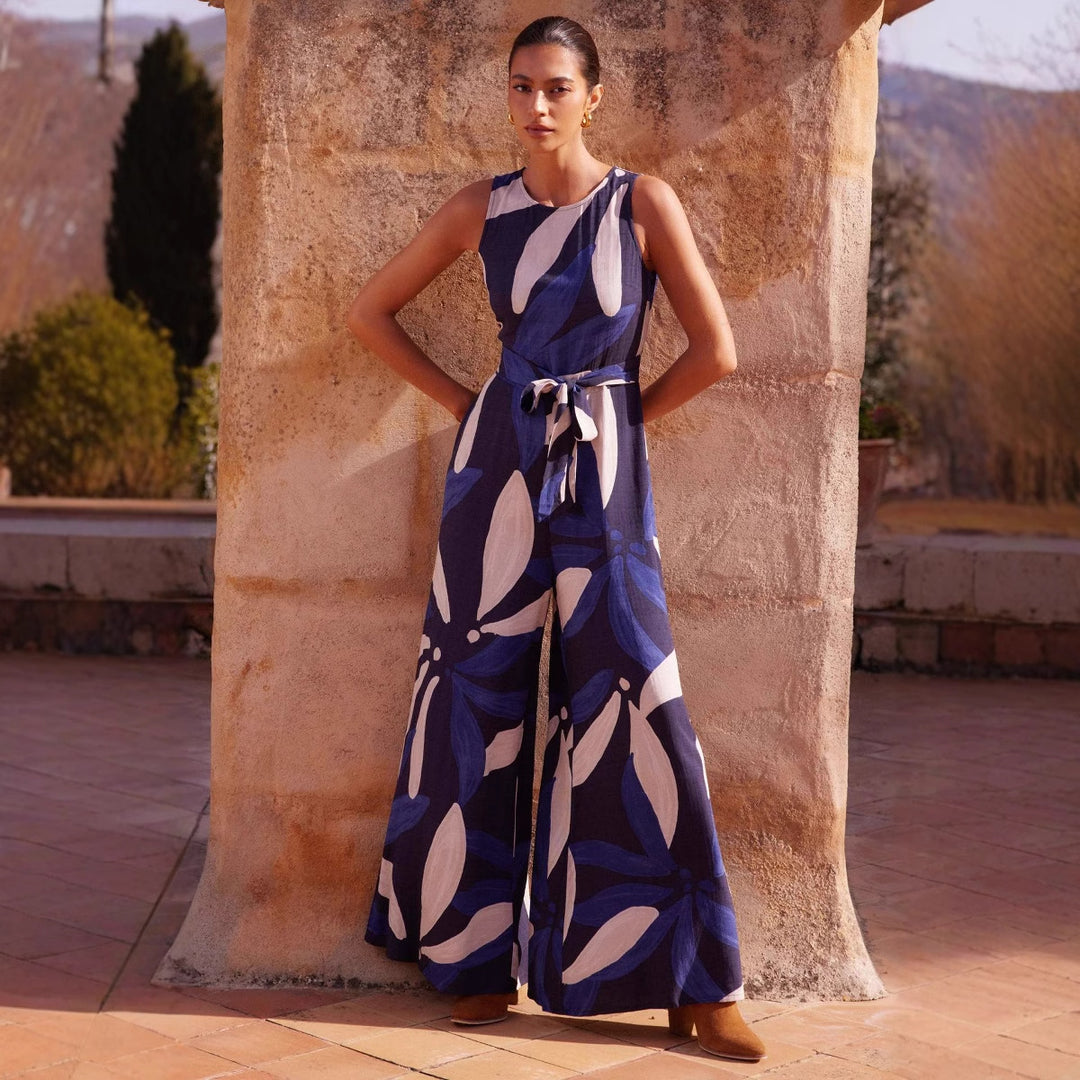 Maxi floral dress for women with tie belt and elegant cut Chic & Stil