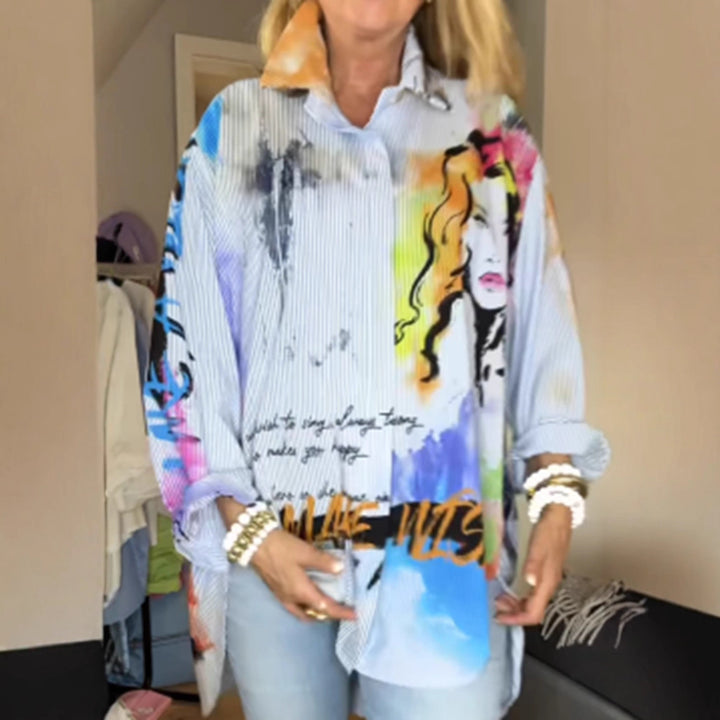 Chemise surdimensionnée pour femmes au design artistique avec un design graphique unique Chic & Stil