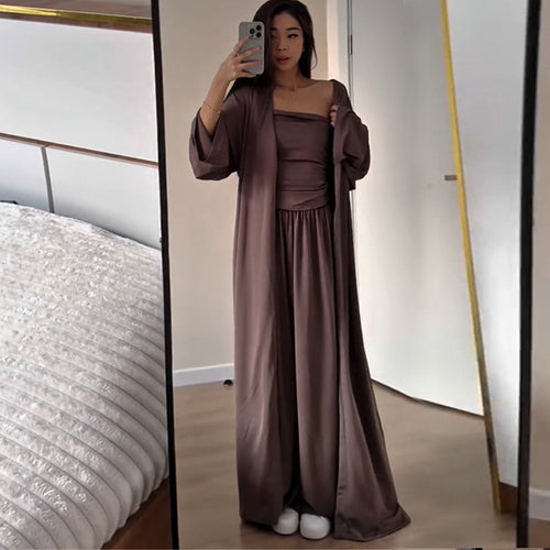 Airy loungewear set for women with long kimono Lune London