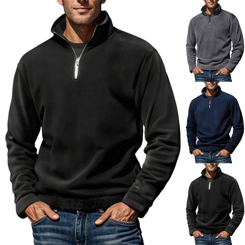 Men's thermal fleece jacket with high collar and decorative zipper Lune London