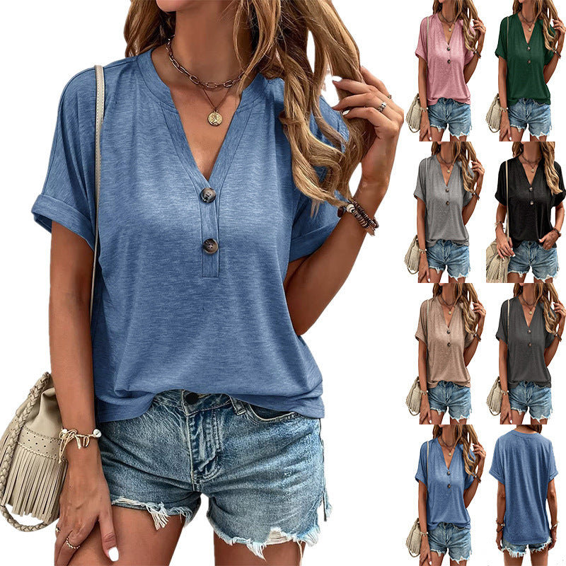 Women Relaxed Fit Buttoned Henley Top Lune London