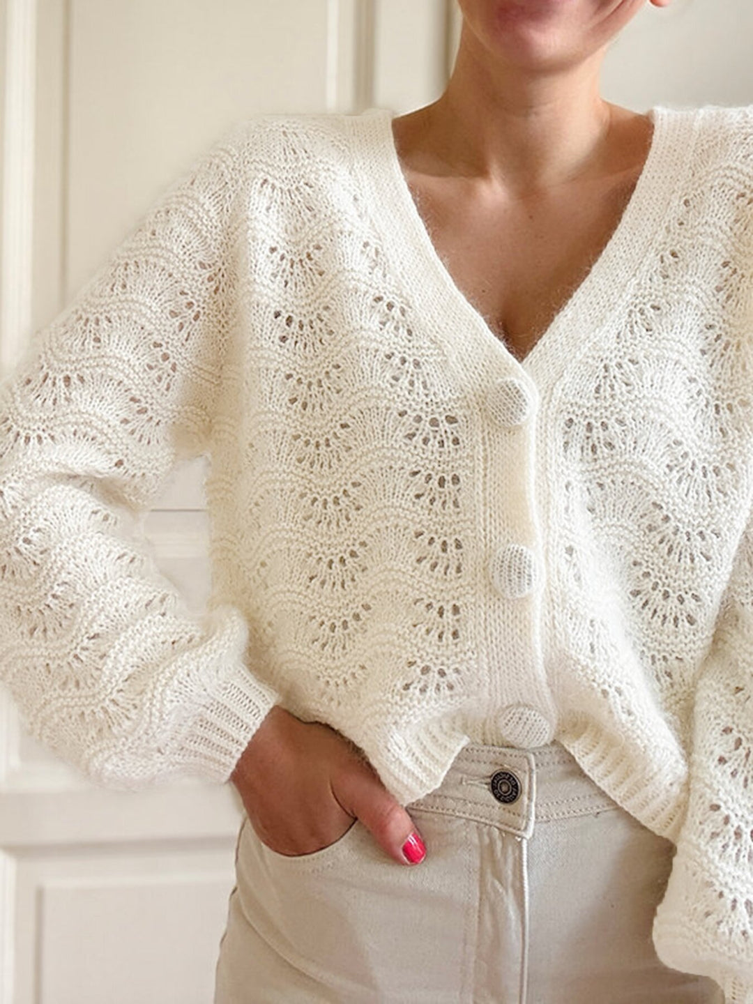 Lune London women's knitted jacket with wavy design