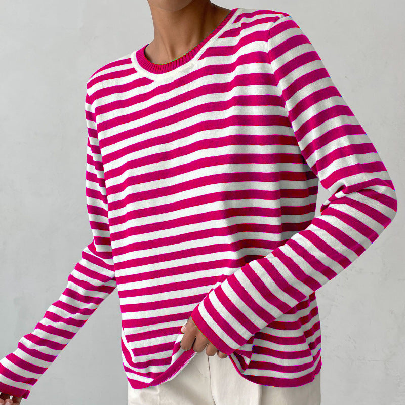 Casual knit pullover for women with striped pattern and loose fit Lune London