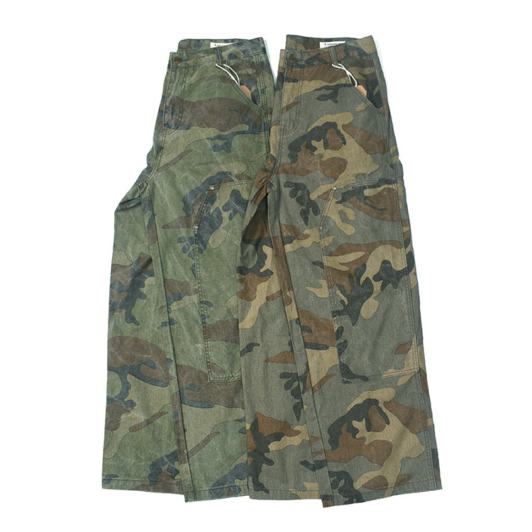 Cargo pants for women with multifunctional pockets and modern camouflage design Lune London