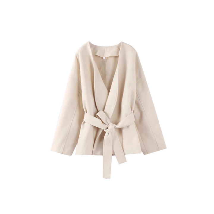Ladies trendy wrap jacket with belt and wide sleeves Lune London
