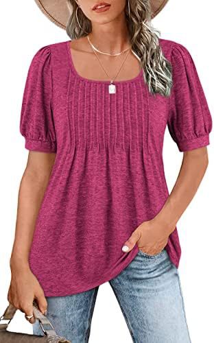 Casual T-shirt for ladies with puff sleeves and pleated design Lune London