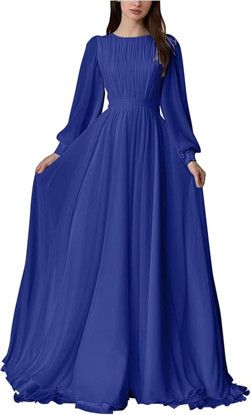 Women's Maxi Party Dress with Long Flowing Sleeves and Lace Accents Lune London