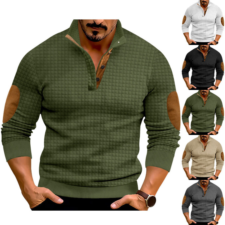 Men's sweater with high collar and contrasting leather details Lune London