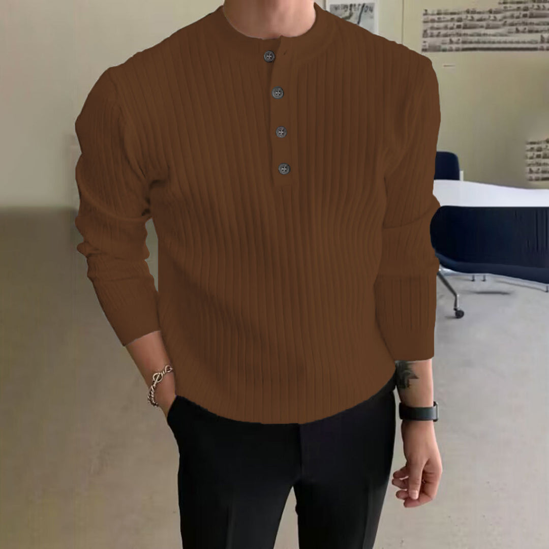 Trendy long-sleeve shirt for men with button details and ribbed structure Lune London