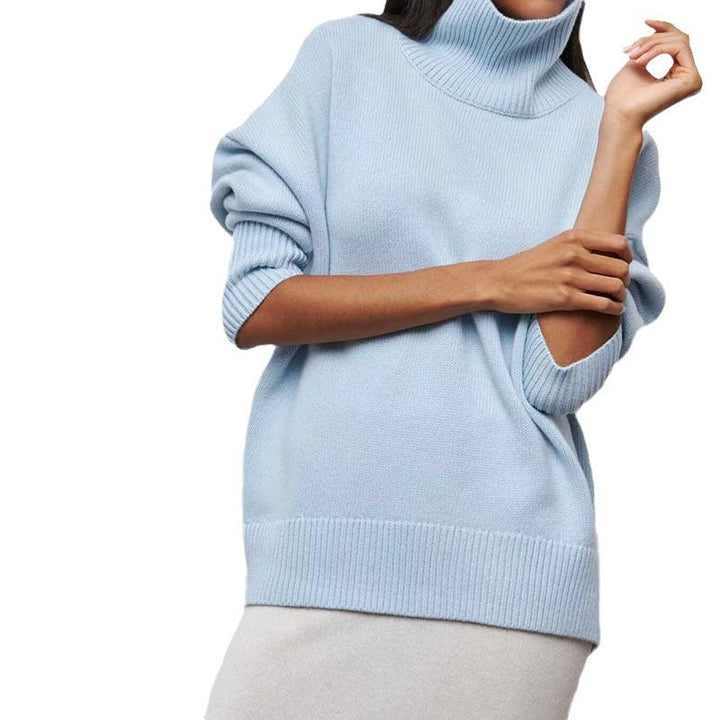 Women's Comfortable Turtleneck Sweater with Oversized Cut and Textured Material Lune London