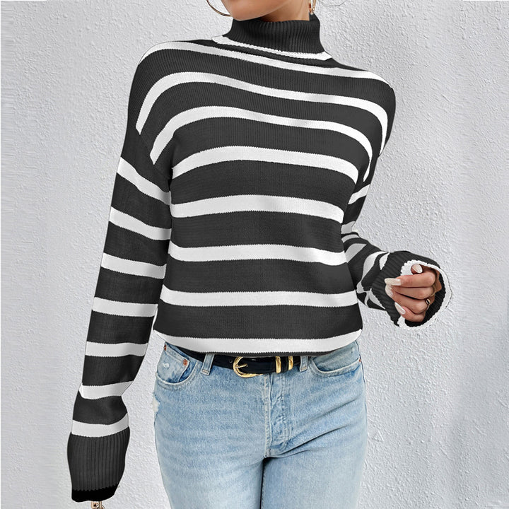 Striped sweater for women with high collar Lune London