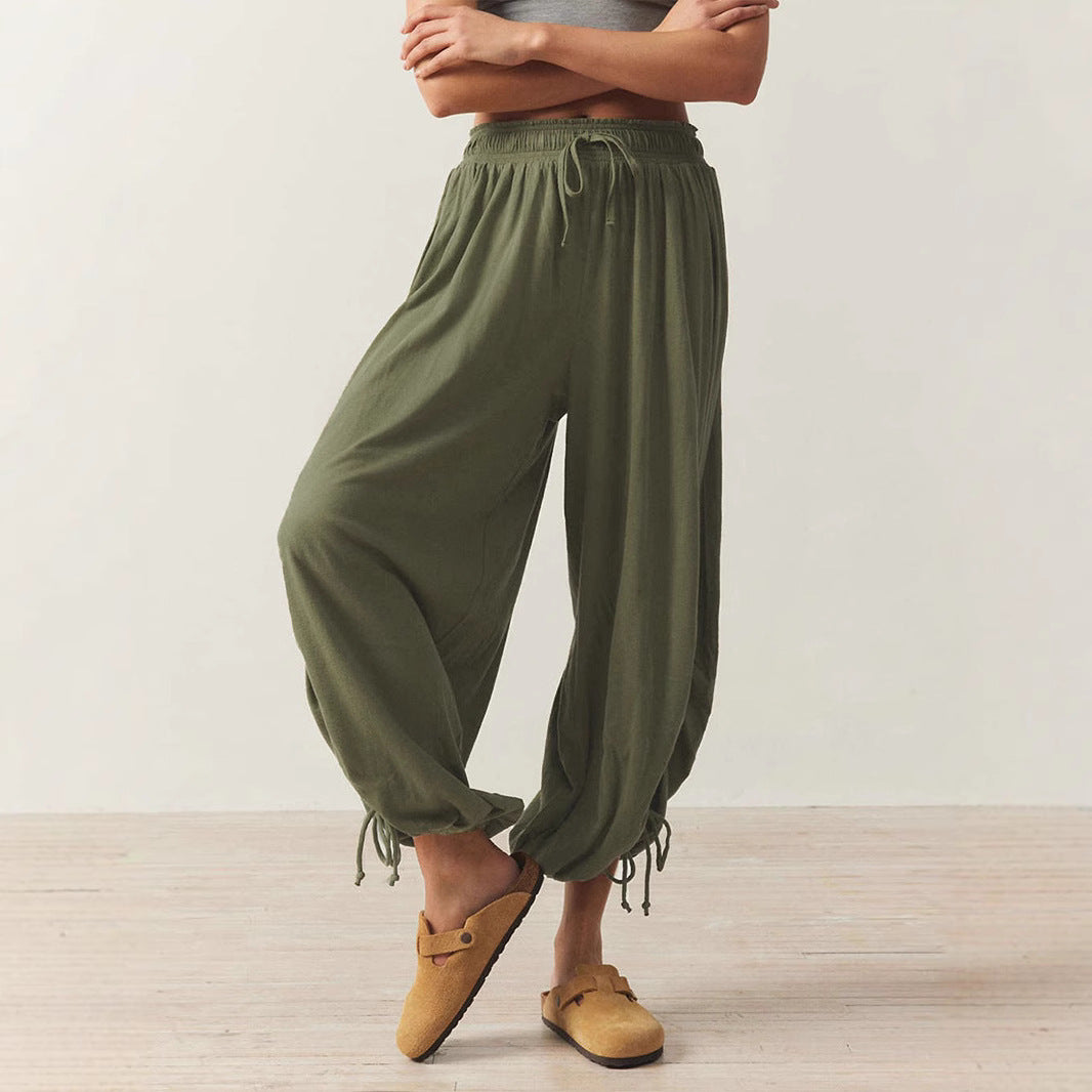 Casual harem pants for women with elastic waistband and drawstring Lune London