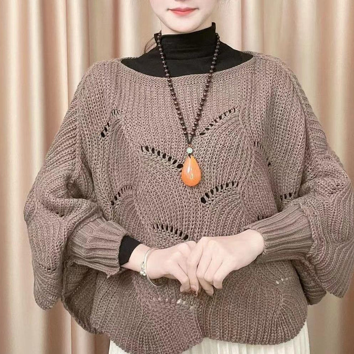 Pull en tricot aéré pour femme avec motif de trous Chic & Stil